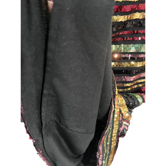 Vince Camuto Rainbow Sequin & Mesh Striped Bodycon Mini Dress Size 2 Glam Party - Picture 7 of 9